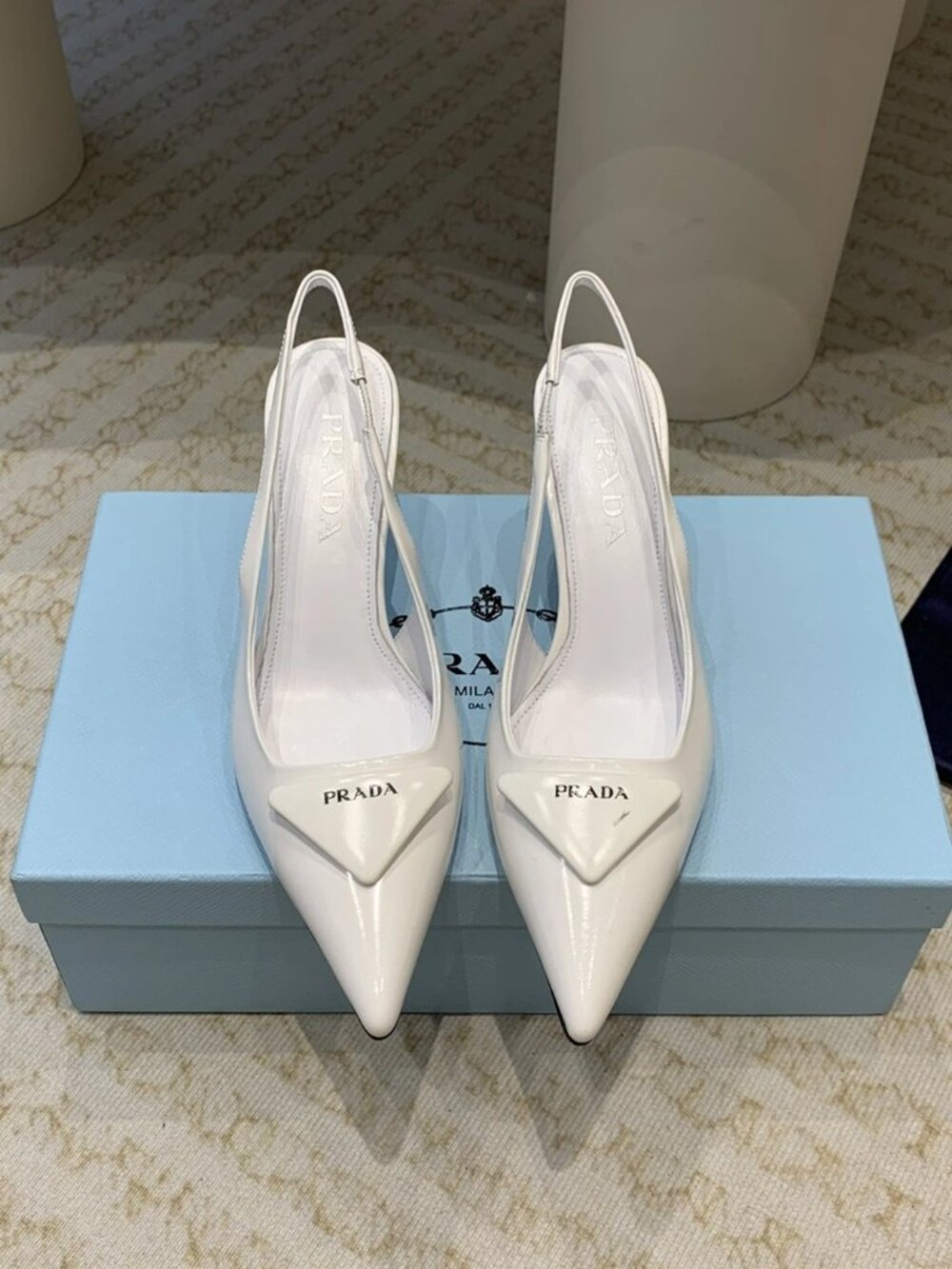Prada White Slingback Heels - Picture 1 of 8